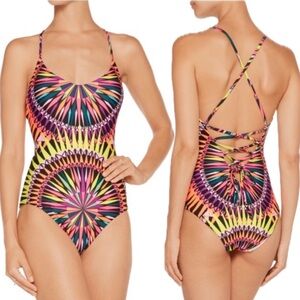 MARA HOFFMAN Supernova One Piece Size XS Pink Black Psy Celestial Fairy